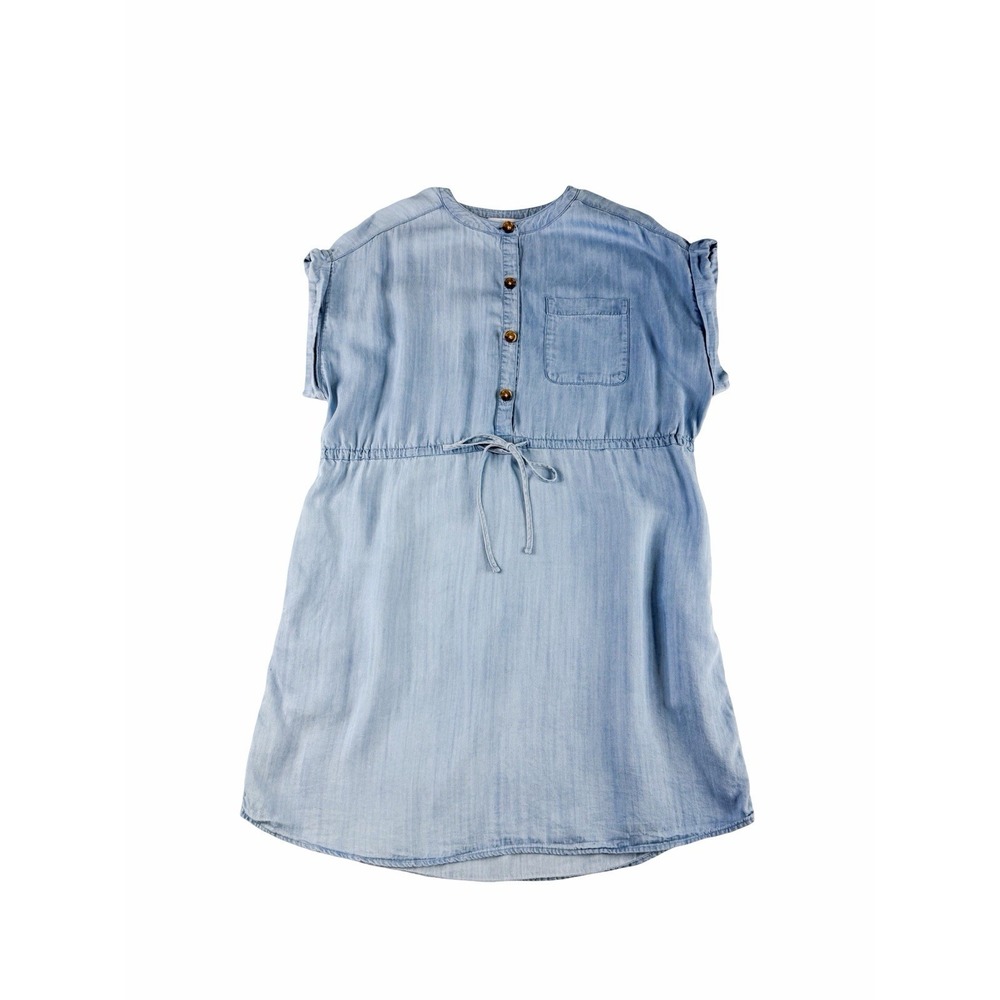 Time & Tru Chambray Dress XL 16-18 Light Wash Denim Tie Waist Casual Cottagecore